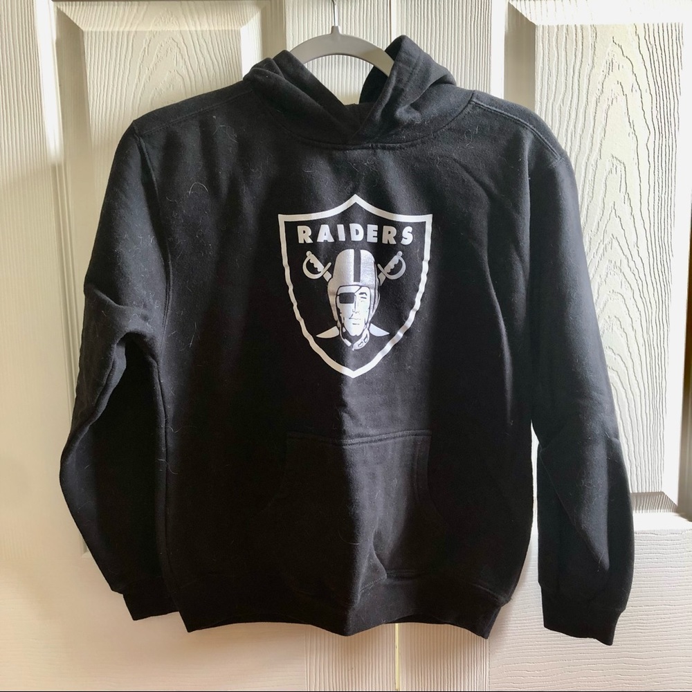 Las Vegas Raiders Hoodie Youth Large Black Pullover NFL Football Shield